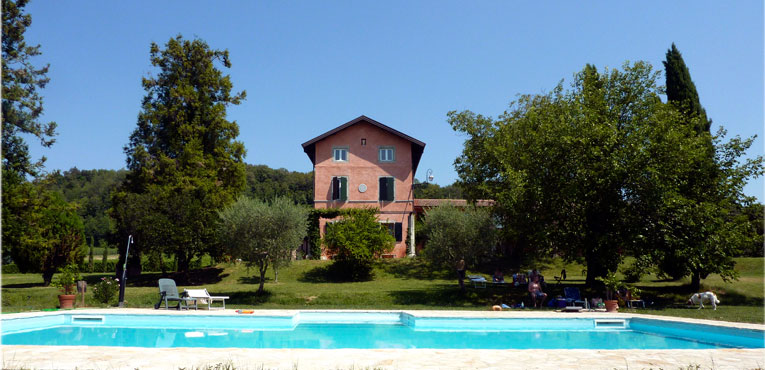 Swimming pool and house