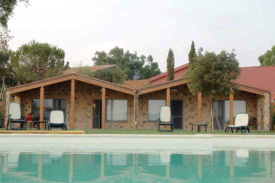 The swimming pool and the houses