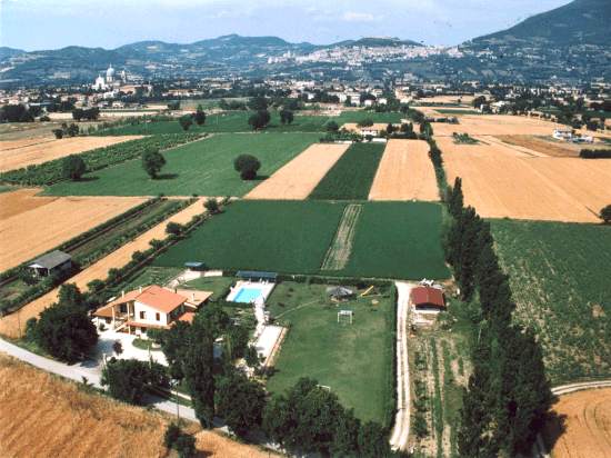 Aerial view with Santa Maria degli Angeli and Assisi in the background